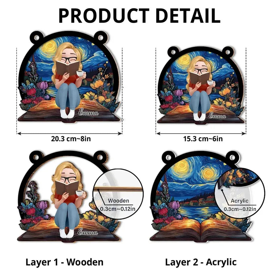 Book Lover's Haven Personalized Wood and Acrylic Ornament