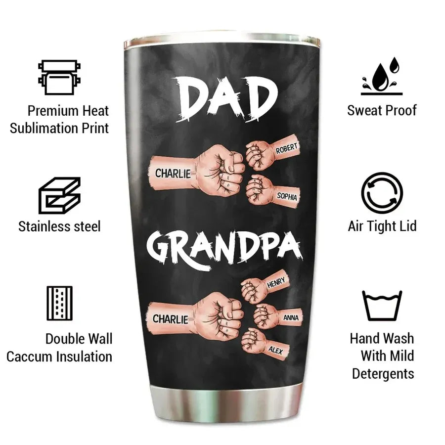 Dad and Grandpa Personalized Fist Bump Travel Tumbler