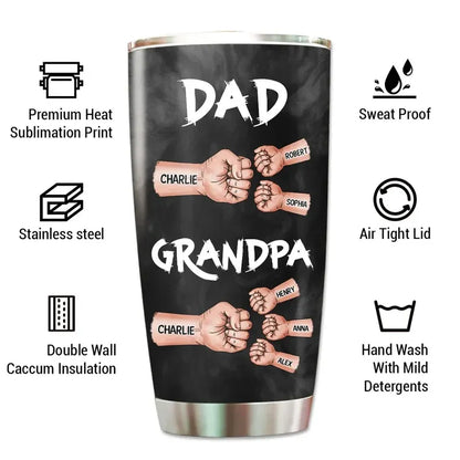 Dad and Grandpa Personalized Fist Bump Travel Tumbler