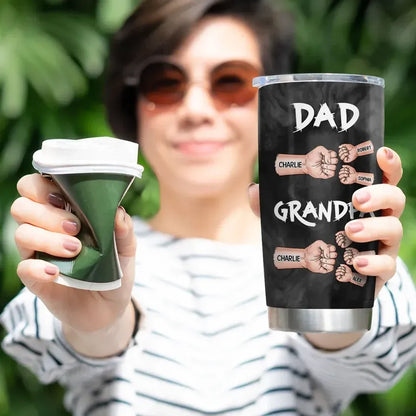 Dad and Grandpa Personalized Fist Bump Travel Tumbler