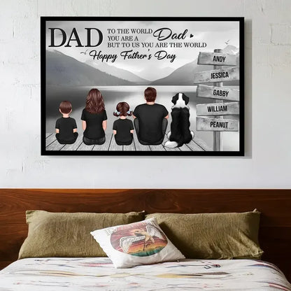 Dad You Are the World Personalized Mountain Poster