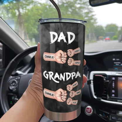 Dad and Grandpa Personalized Fist Bump Travel Tumbler