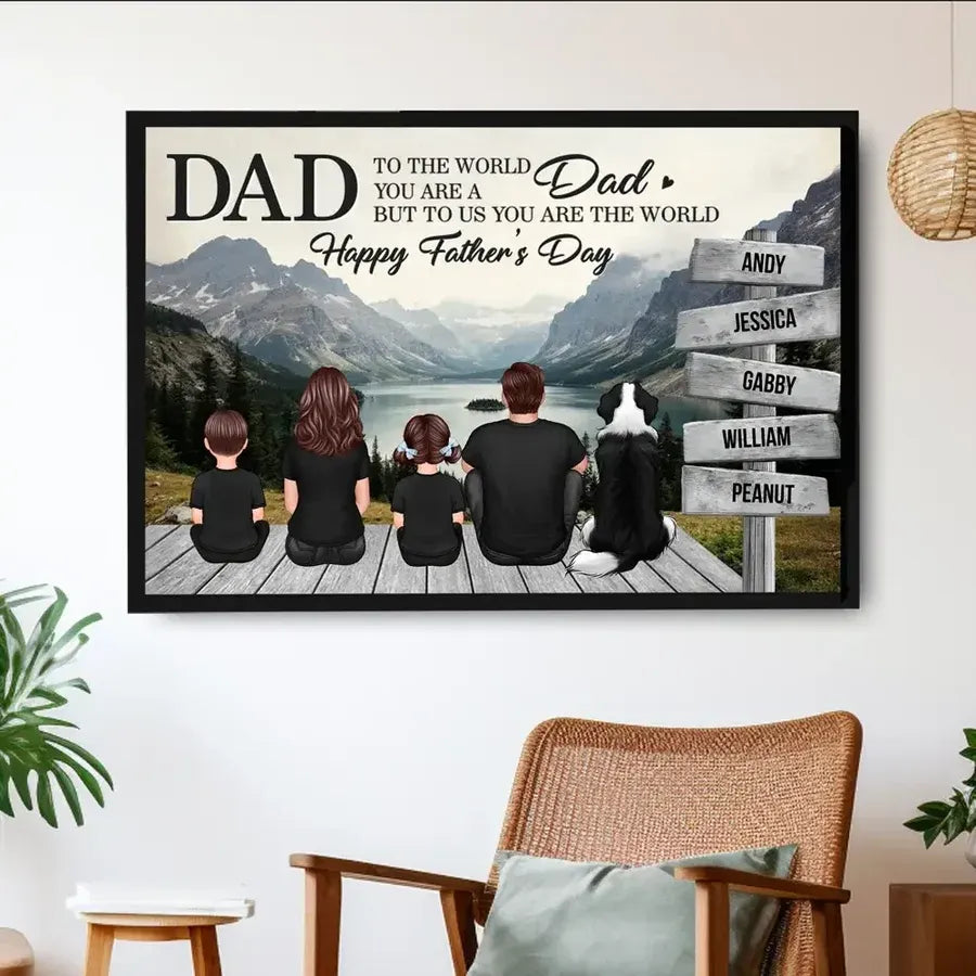 Dad You Are the World Personalized Mountain Poster