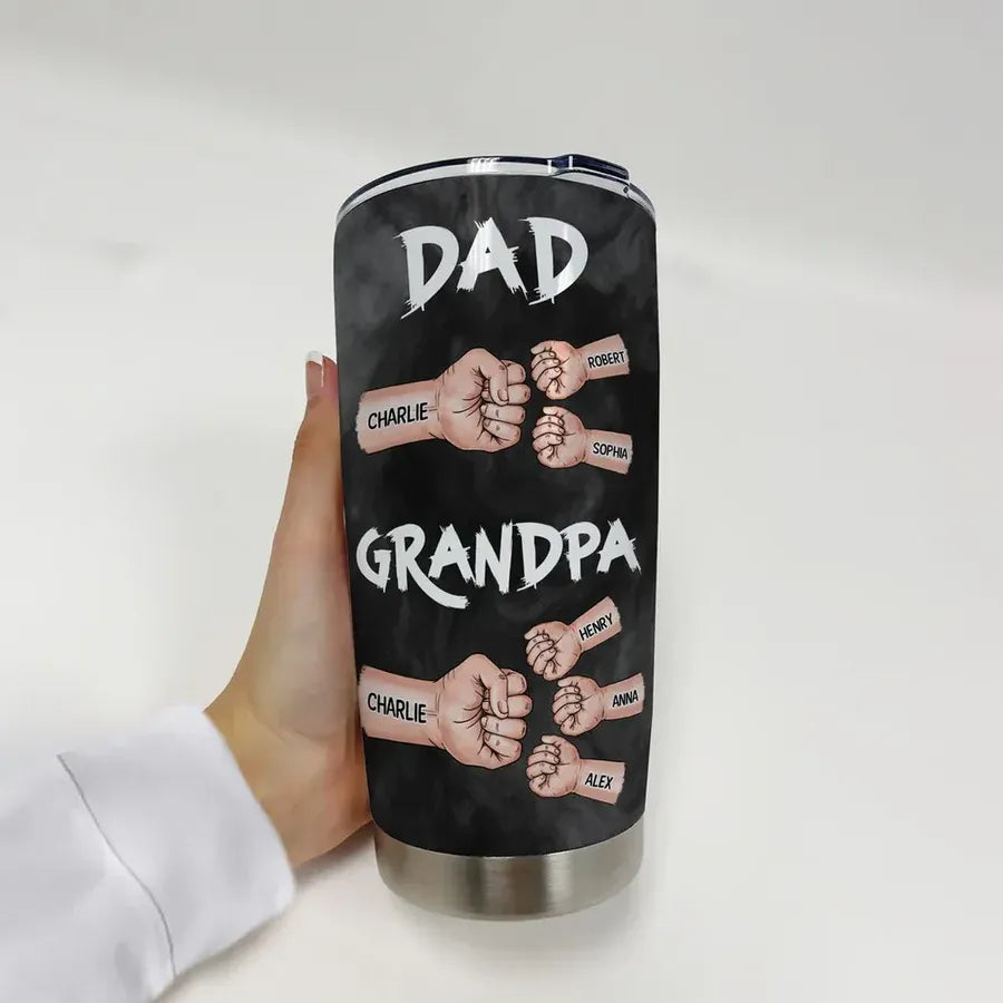 Dad and Grandpa Personalized Fist Bump Travel Tumbler