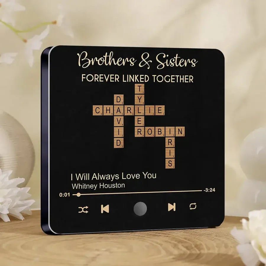Brothers and Sisters Forever Linked Personalized Music Magnet