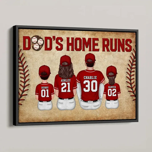 Dads Home Runs Personalized Baseball Family Poster