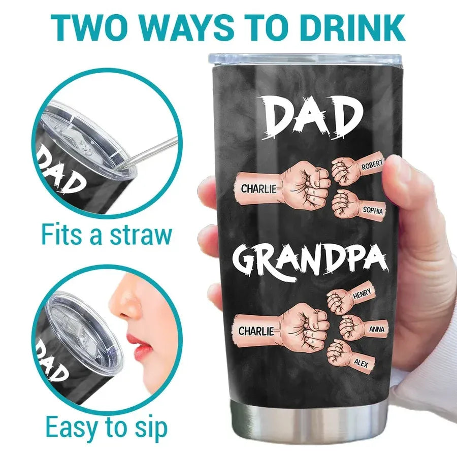 Dad and Grandpa Personalized Fist Bump Travel Tumbler