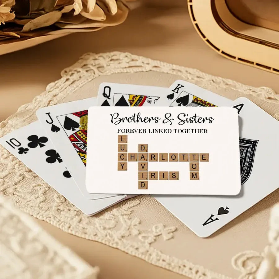 Brothers and Sisters Personalized Crossword Playing Cards