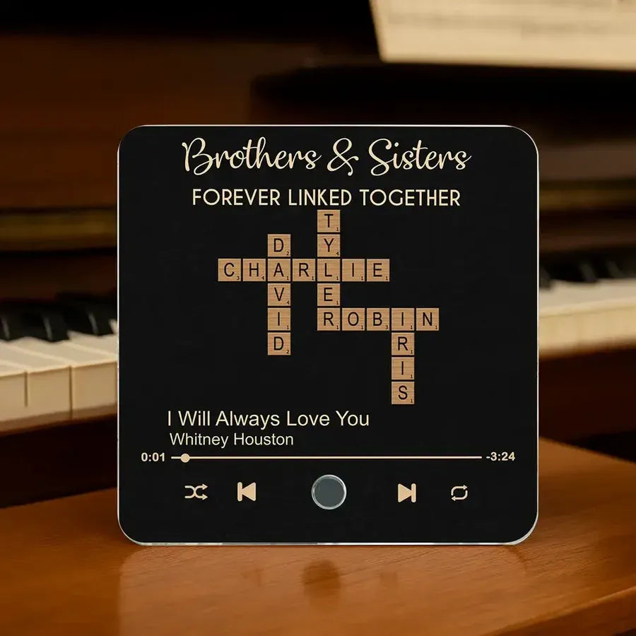 Brothers and Sisters Forever Linked Personalized Music Magnet