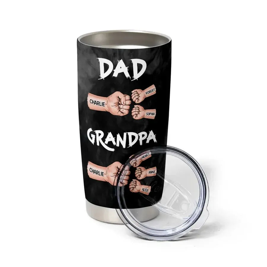 Dad and Grandpa Personalized Fist Bump Travel Tumbler